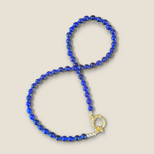 Regal Blue Beaded Necklace