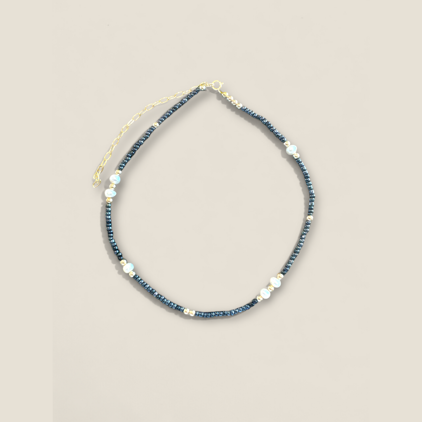 Gunmetal Pearl Beaded Necklace