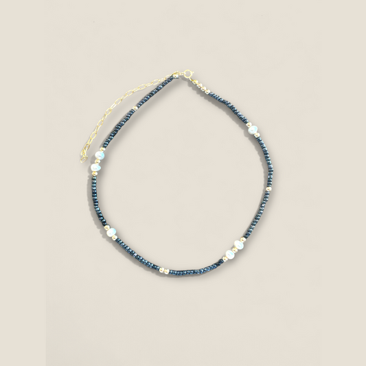 Gunmetal Pearl Beaded Necklace